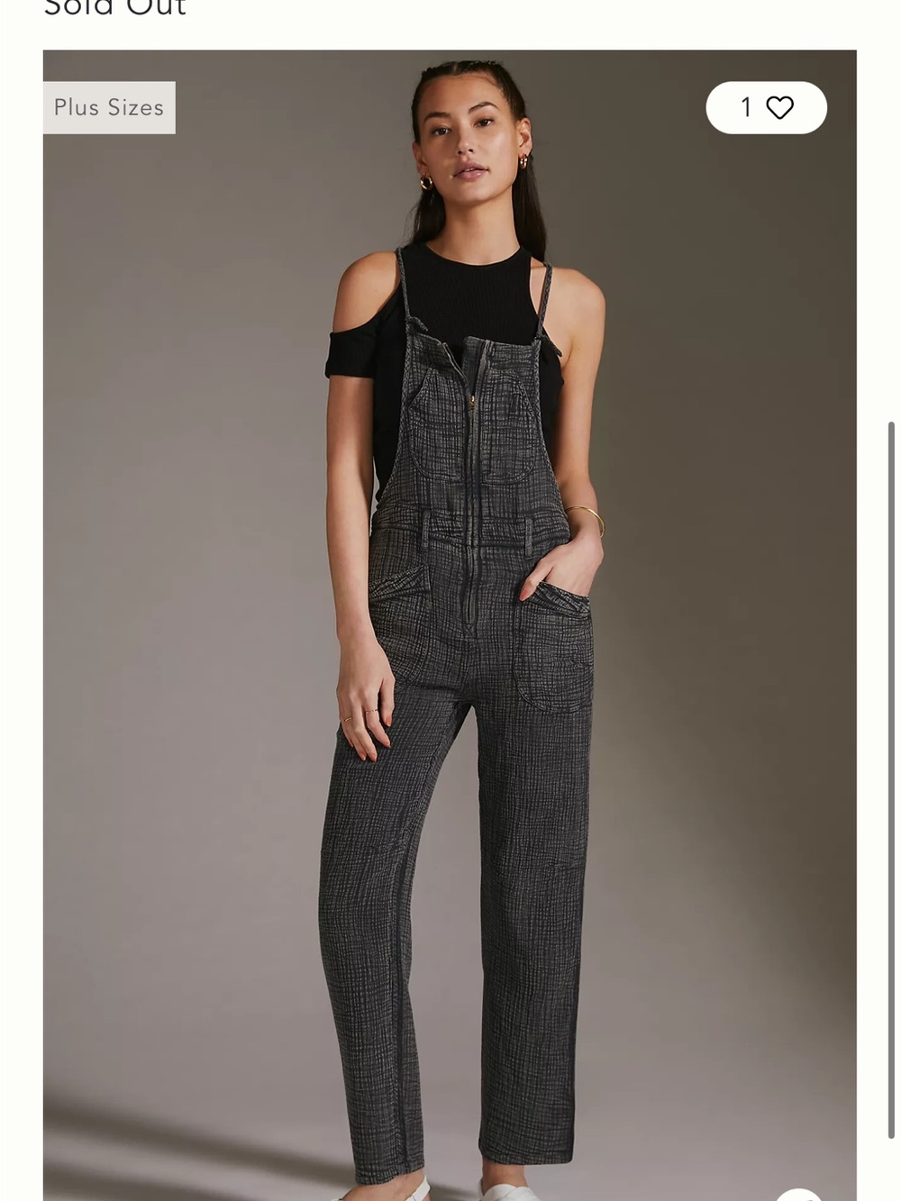 SIZE 26 Anthropologie Pilcro Gauzy Painters Overalls Jumpsuit Washed Black